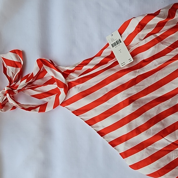 Anthropologie Maeve Halter Top Scarf Bubble-Hem Tank Red and White Strip… - Picture 4 of 9